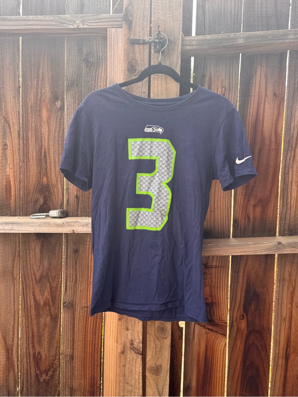 Nike Navy Tee with Neon Green Accent and #3 Graphic